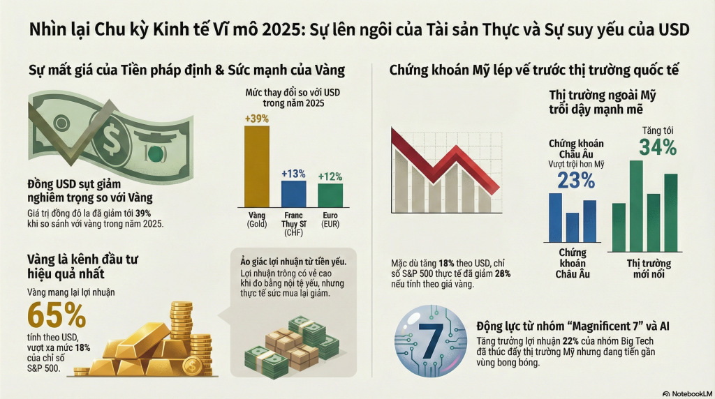 nhìn lại chu kỳ kinh tế vĩ mô 2025: sự lên ngôi của tài sản thựuc và sự suy yếu của USD